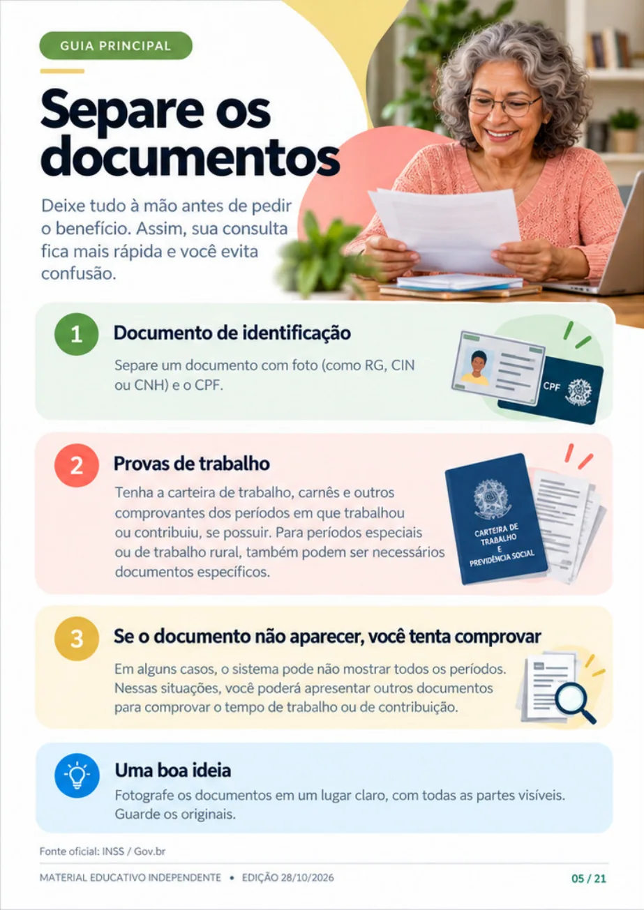 Página do guia sobre documentos